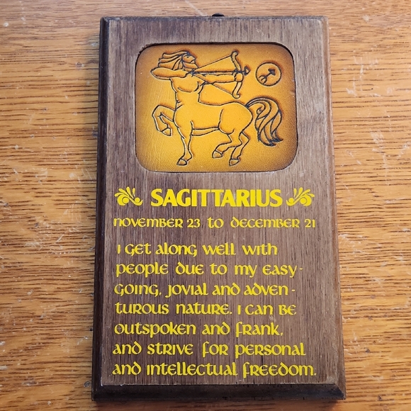 Vintage Other - Vintage 1978 Wood Sagittarius Wall Hanging Plaque